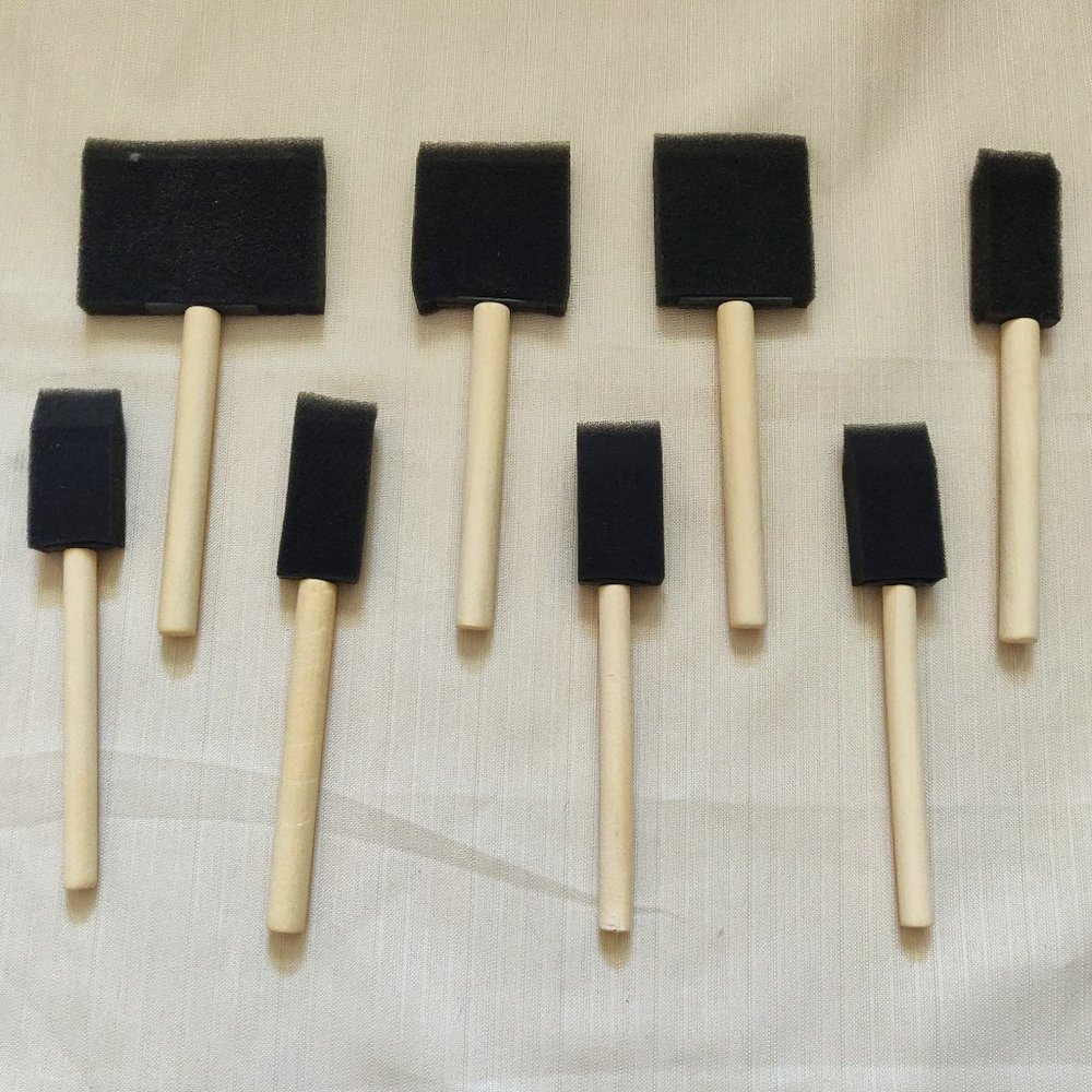 Foam Sponge Wood Handle Paintbrush | Set of 8 | Arts & Crafts